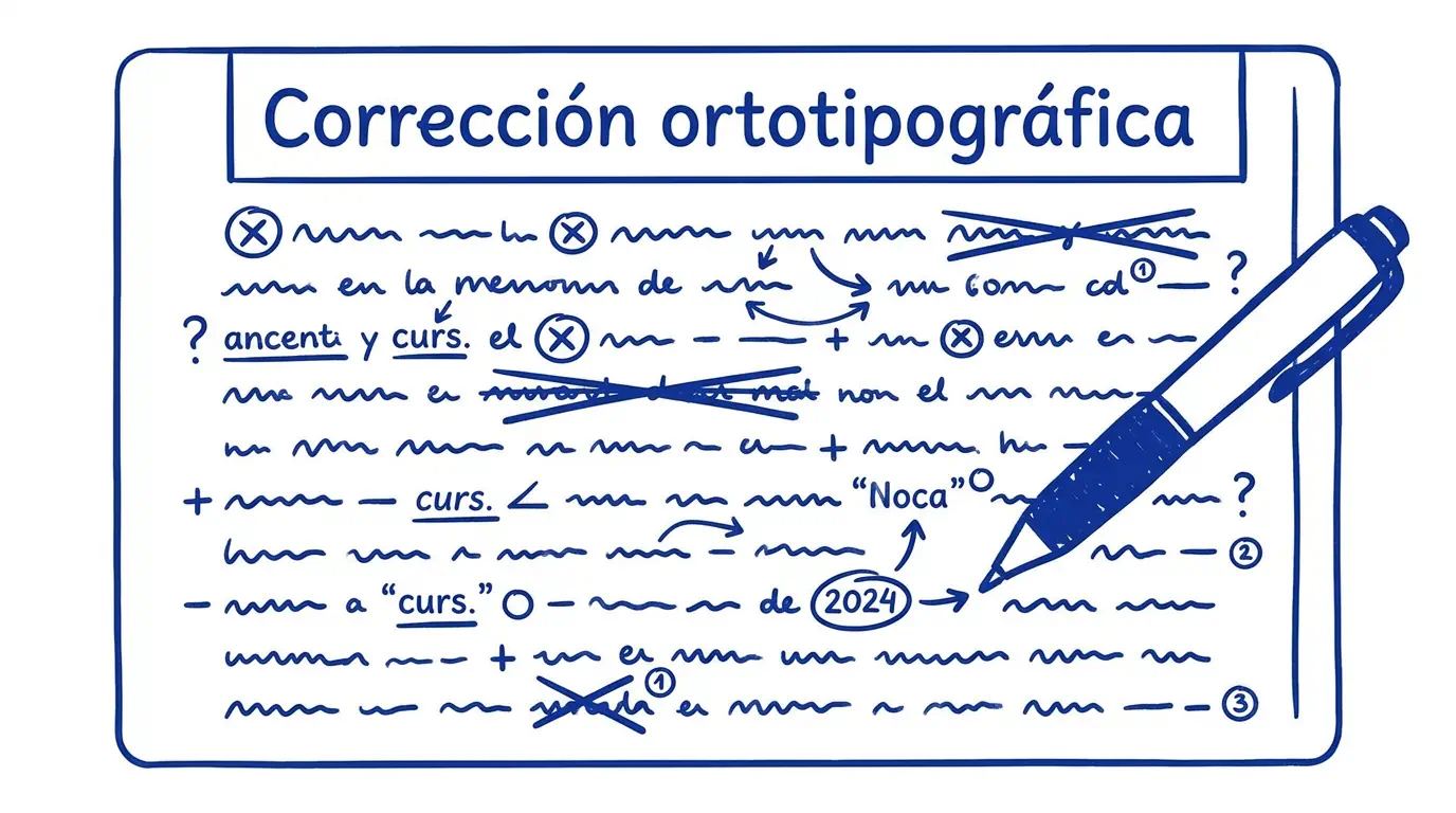Proceso de corrección ortotipográfica en un manuscrito
